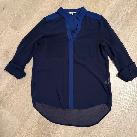 RW&CO. Navy Sheer Blouse - Picture 1 of 4
